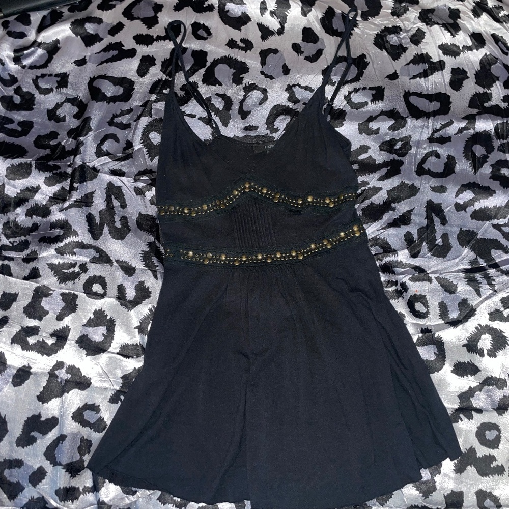 black cami top with gold/ copper detailing